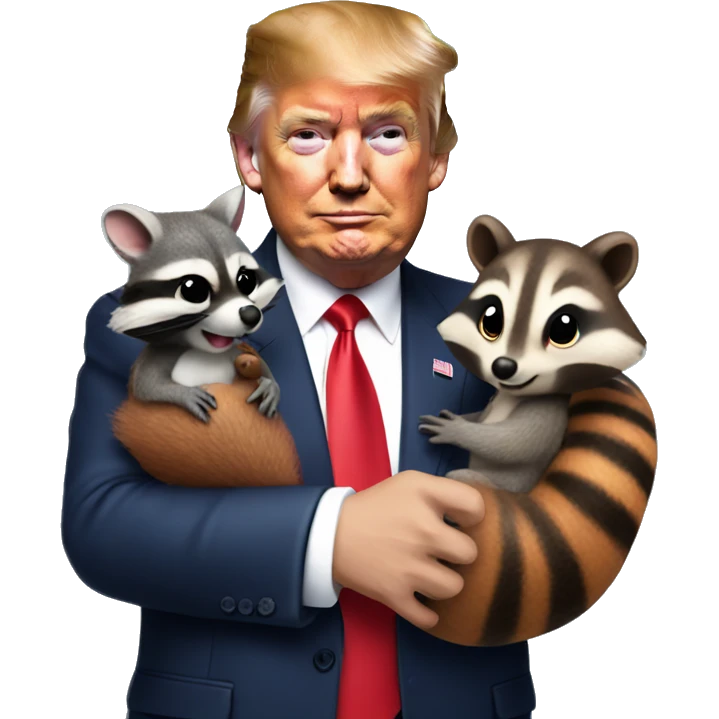 Donald trump holding a squirrel and raccoon  emoji