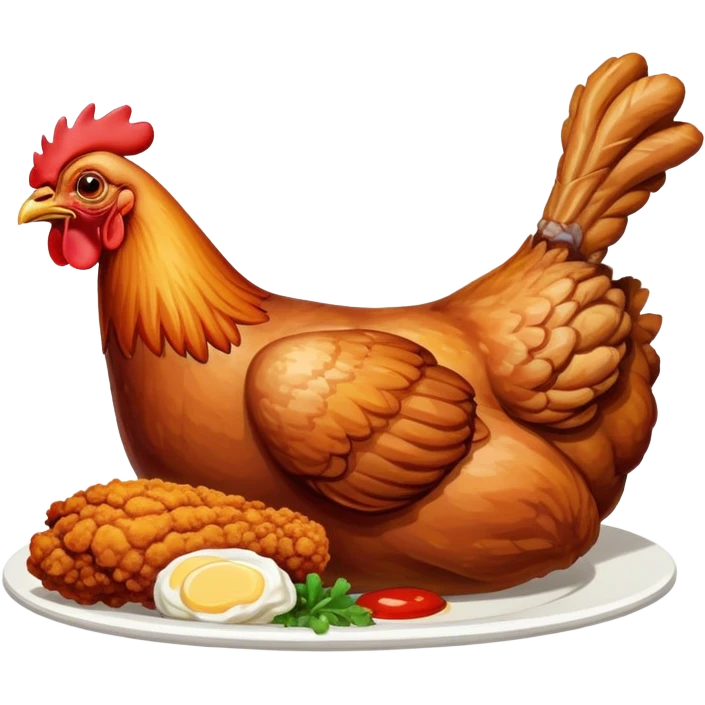 chicken eating a fried chicken leg emoji