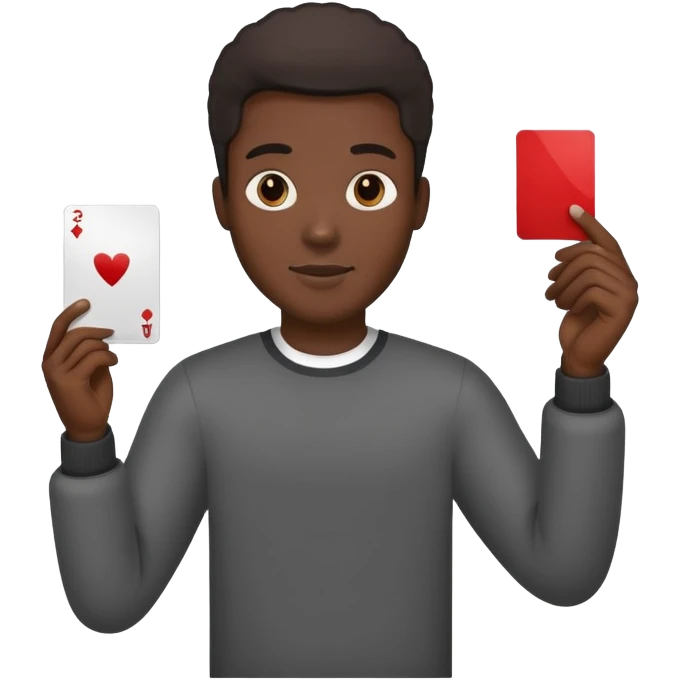 black man holding a card up in one hand emoji
