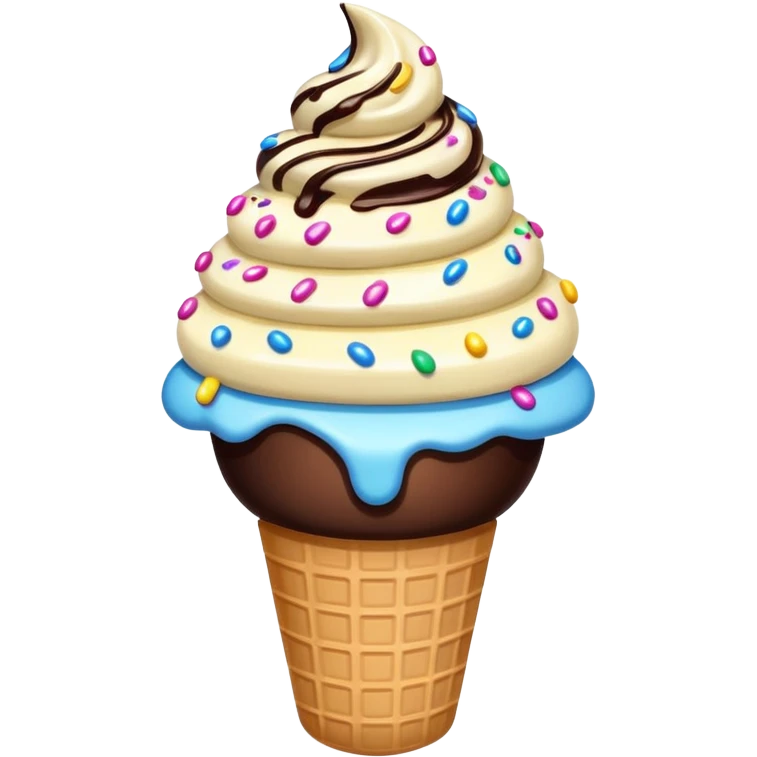 Ice cream with sprinkles and chocolate syrup emoji