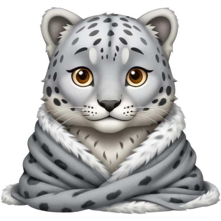 Shivering snow leopard with blanket emoji