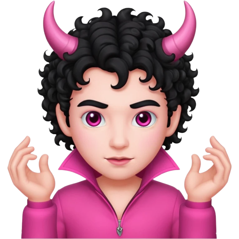 devil curly hair black in pink outfit emoji