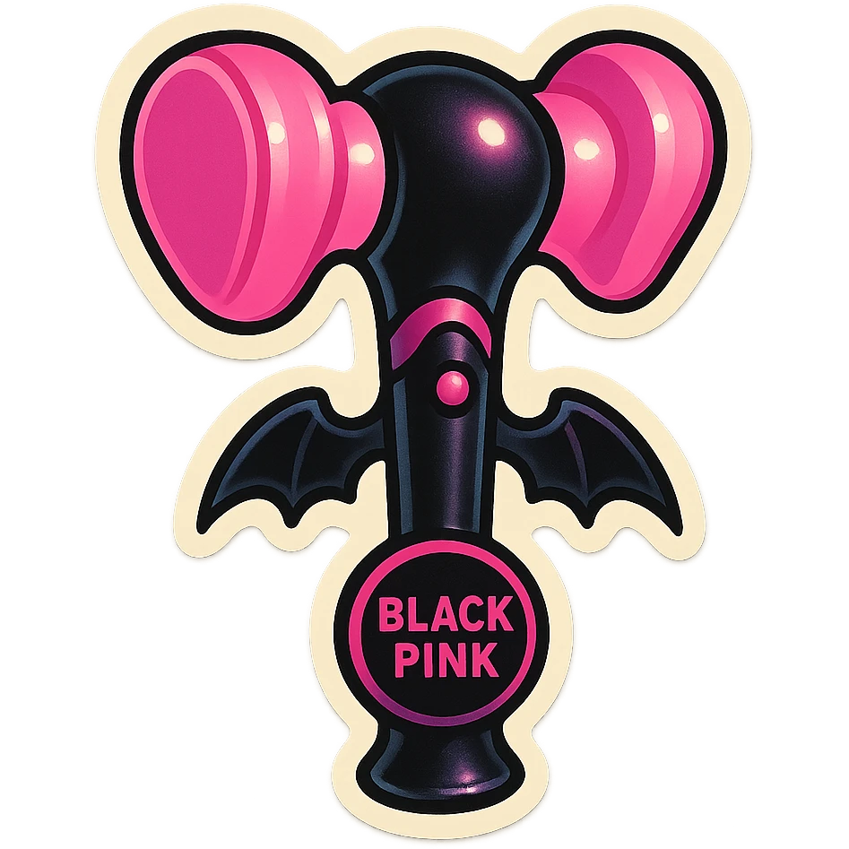BLACKPINK-inspired gothic lightstick, no hearts, playful and stylish, black and pink colors emoji
