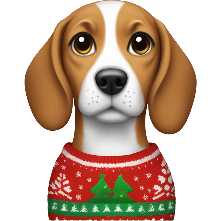 Beagle wearing Christmas sweater emoji