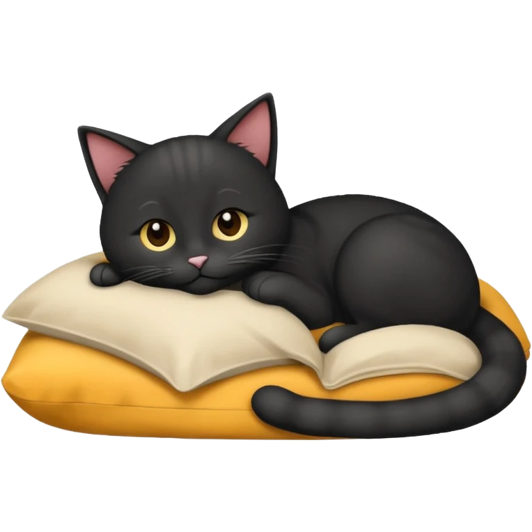 Um gato preto,dormindo em cima de uma,coberta emoji