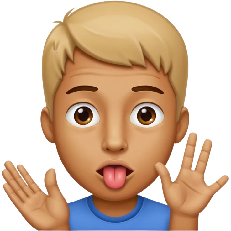 Man sticking his tongue out and looking off to the side making a y with his hand  emoji