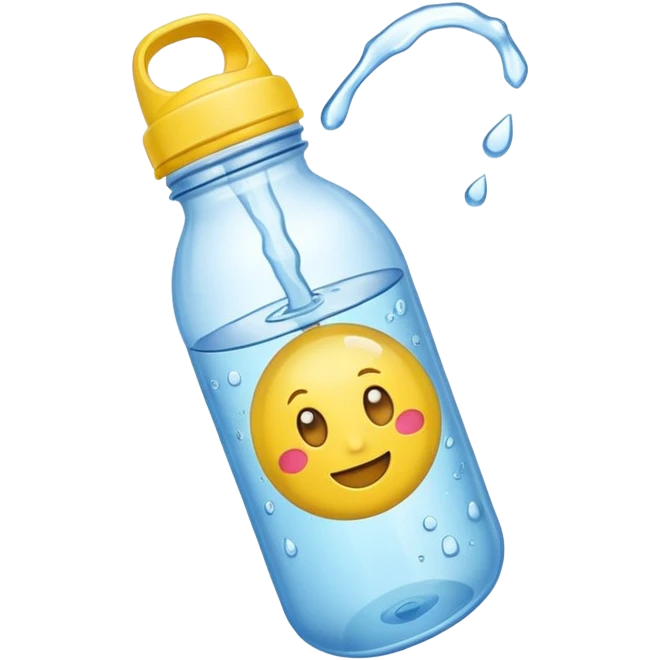 Emoji yellow stuck in a water bottle emoji