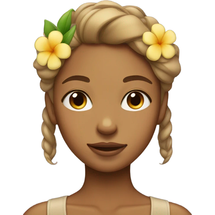 tan girl flower in her hair eyes closed emoji
