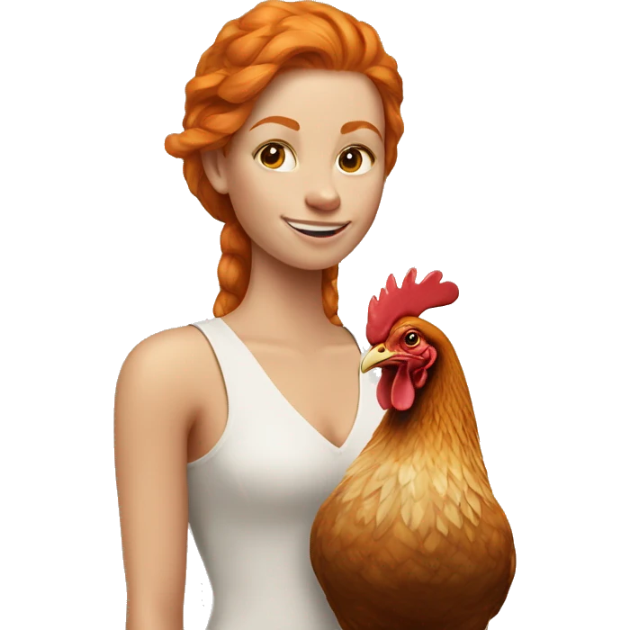 Ginger girl with a brahma hen emoji