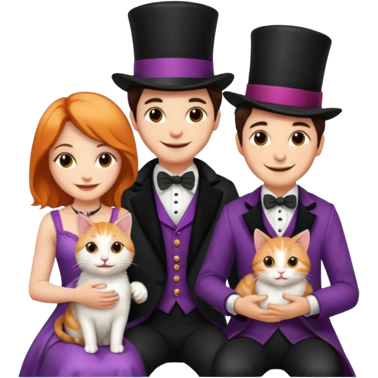 magician couple and their pet cat emoji