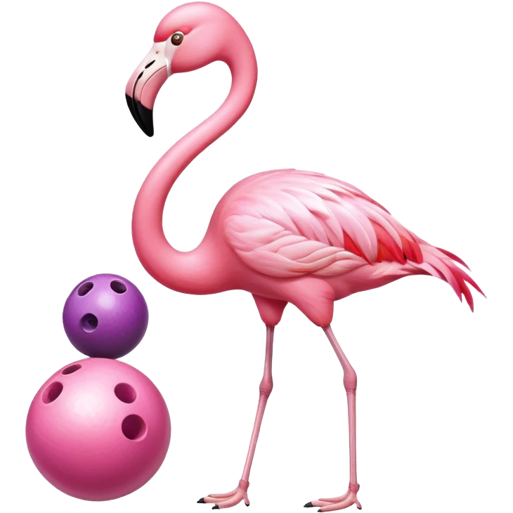 Flamingo playing bowling emoji