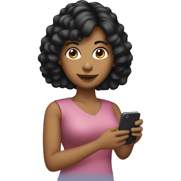 black haired woman with a cell phone in her hand emoji