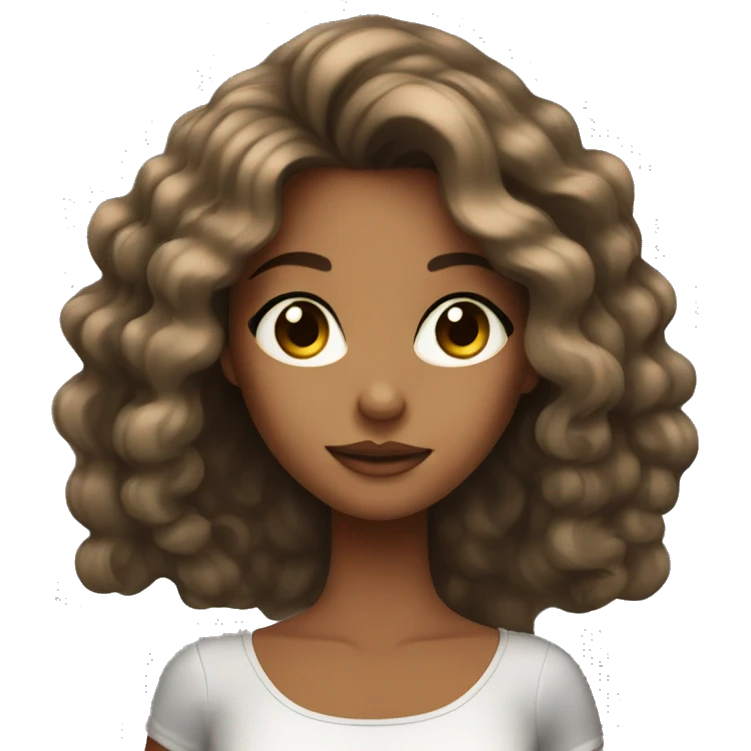 tanned skin girl with big black eyes and volume thick hair emoji