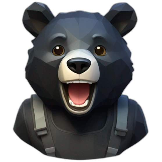 Happy Lowpoly black bear with petrol emoji