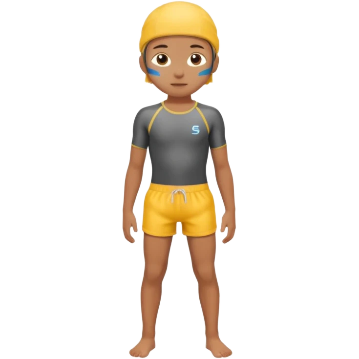 Child swimmer standing  only shorts emoji