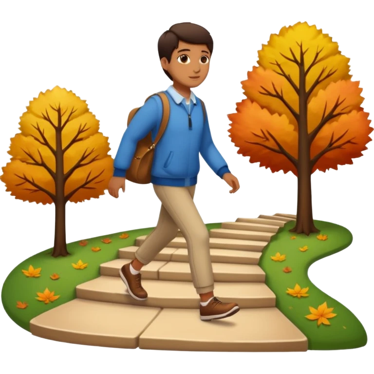 Character walking forward, seasons changing behind each step emoji