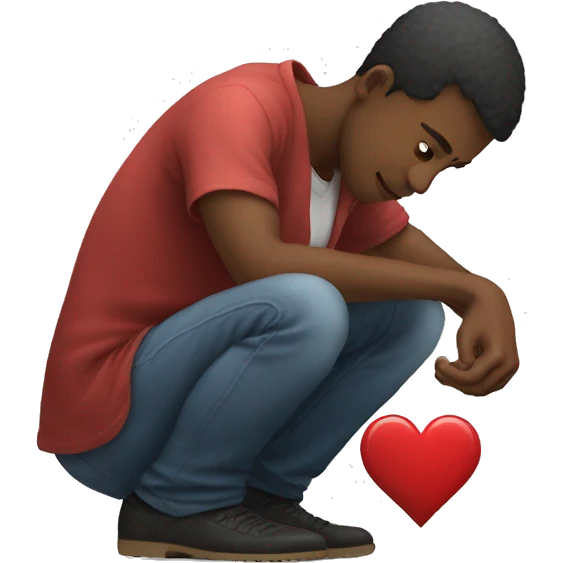 Man on knees with heart in hand emoji