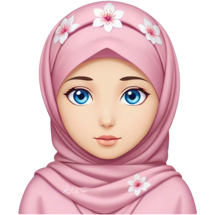 Turkish beautiful finish Konya girl blue eyes with hijab and Sakura dress emoji