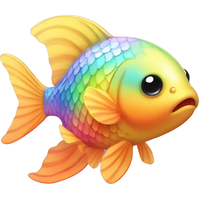 Kawaii gold fish with rainbow scales  emoji