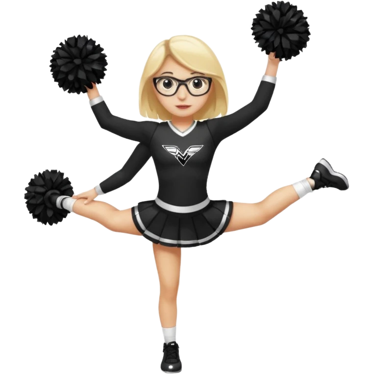  Sexy Dominatrix blonde hair and glasses full body in a cheerleader black clothes  emoji