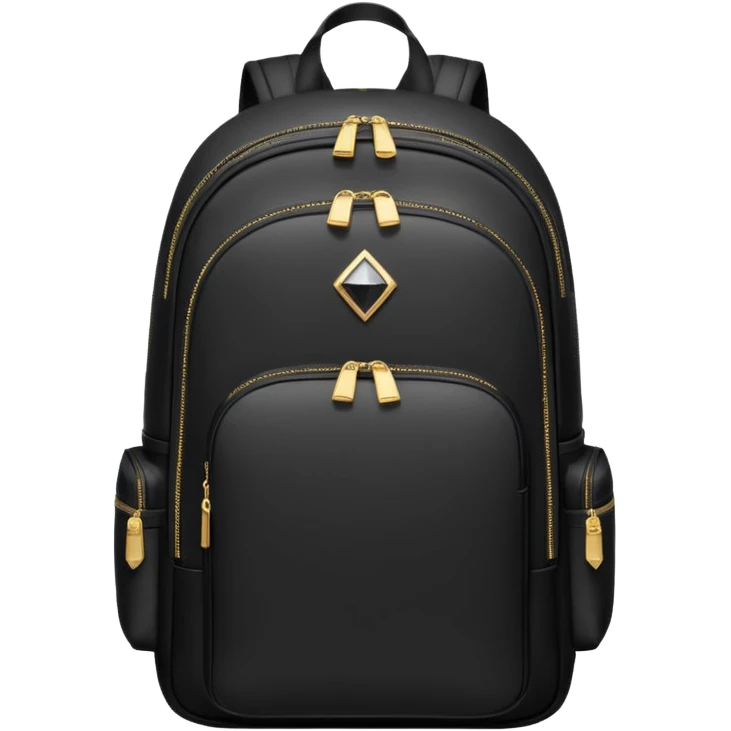 Realistic detailed black luxury backpack made from black diamond with the name Riko on the front emoji