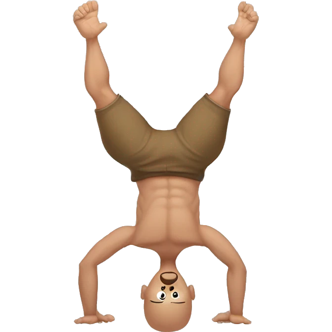 Muscle bald man handstand emoji