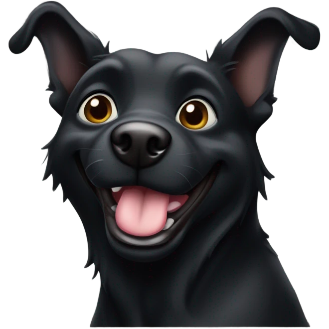 Black dog looking very excited emoji