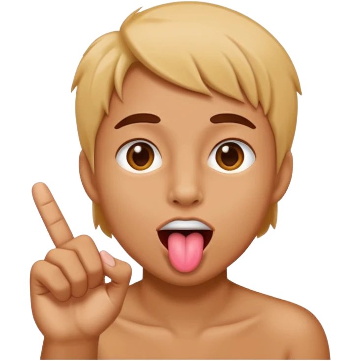 Finger tap with tongue out emoji