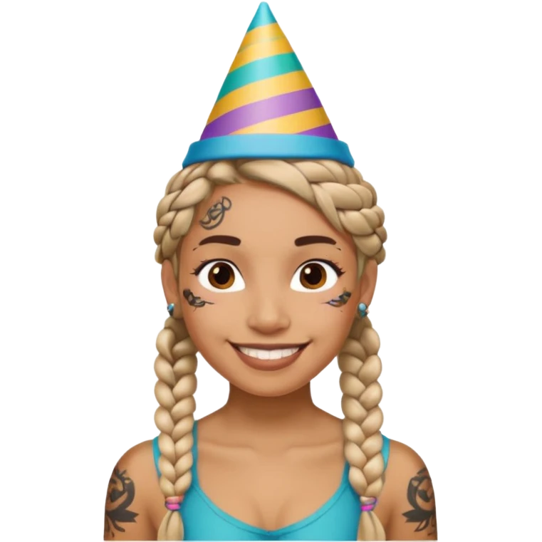 braided and tattoedbraided with lots lots lots of face tattooes and a party hat emoji