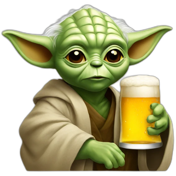 Yoda with beer emoji