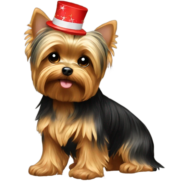 Yorkie with happy new year  emoji