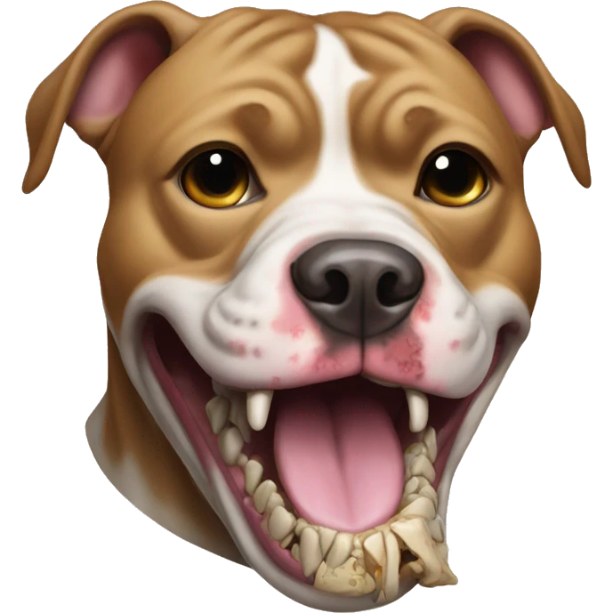 Pit bull dog with skull in his mouth emoji