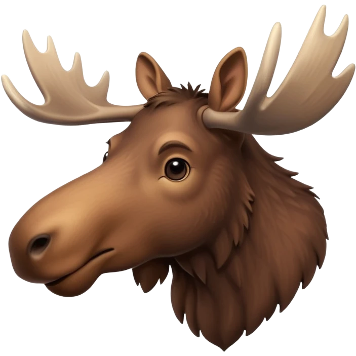 A high-resolution digital illustration of a young moose in a clean, semi-realistic style. The young moose is shown facing sideways head tilted  emoji