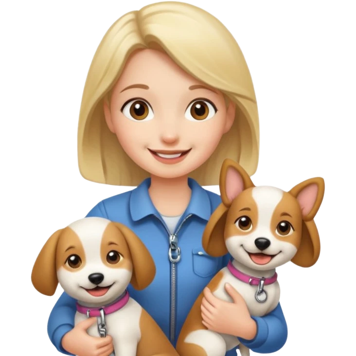 Girl holding dog in leash emoji