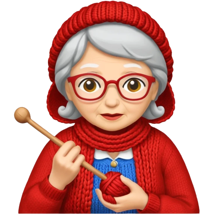 knitting grandma red emoji