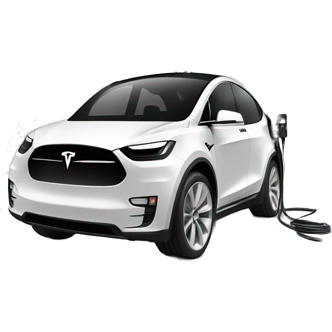 tesla charged from solar panel with cable emoji