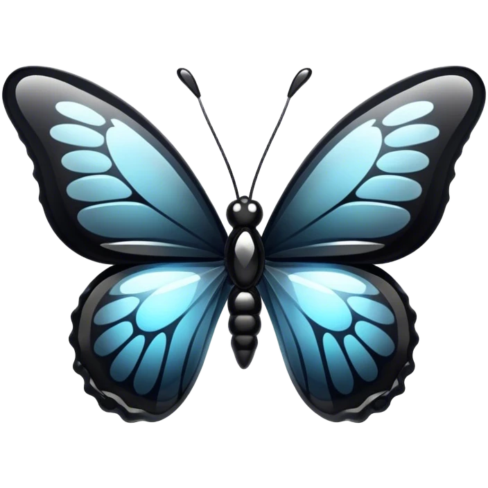 Glossy shiny Obsidian glass crystal butterfly emoji