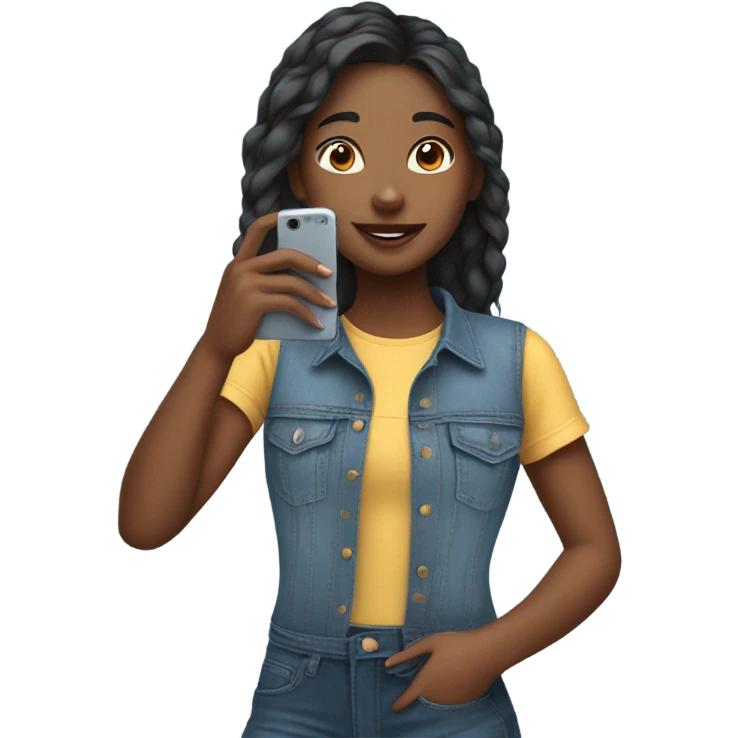 girl taking selfie in denim emoji