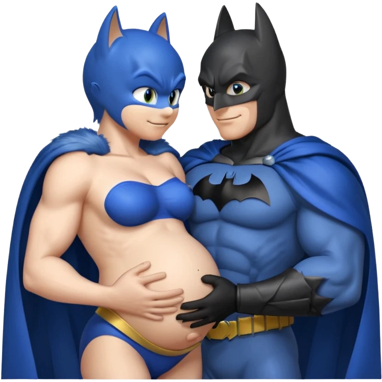 Pregnant sonic X kissing Batman emoji