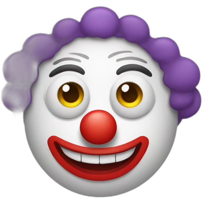 A clown with a round eye and a square eye emoji