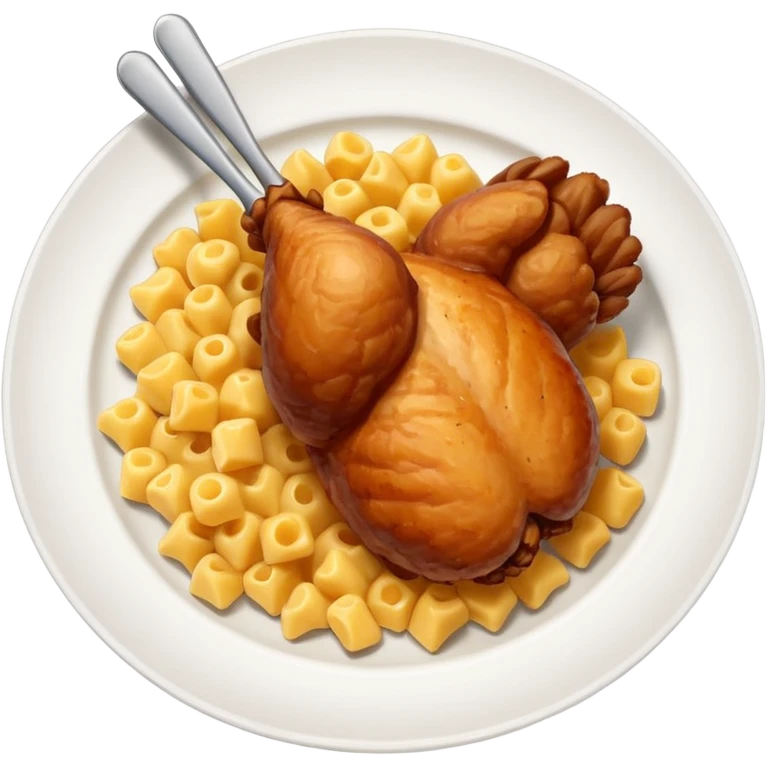 drumstick chicken with mac and cheese on the side on a plate emoji