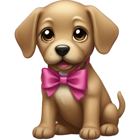 Black deauschund puppy with bow  emoji