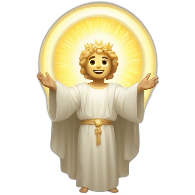 Emote of a white male divine figure with a radiant halo emoji
