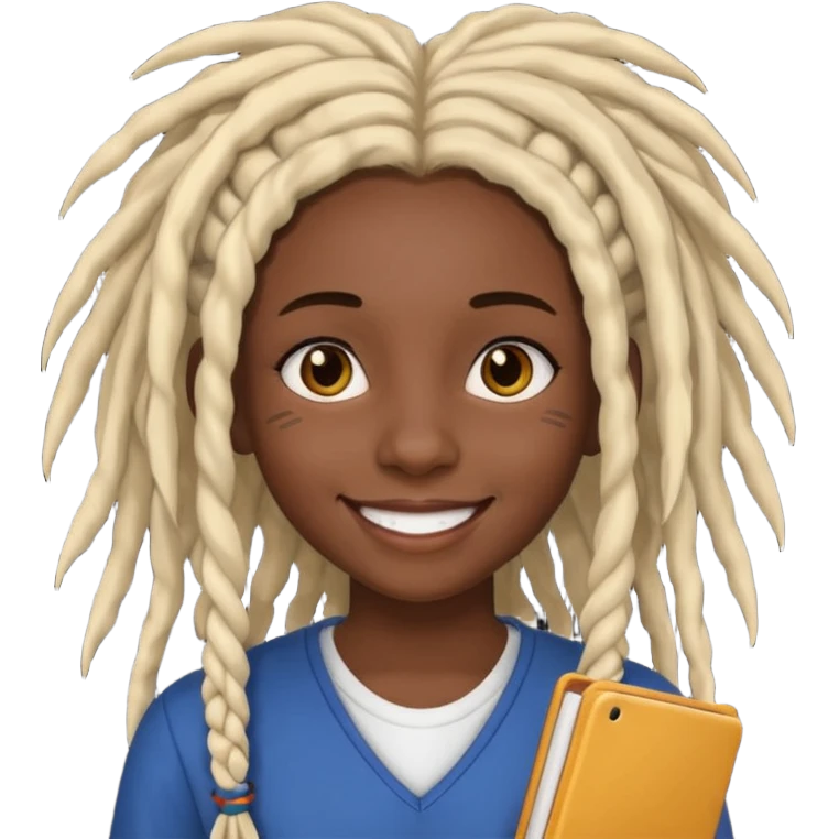 American female black dreds highschool student emoji
