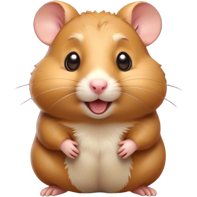 Cinematic Comical Brown Hamster Portrait Emoji, Head tilted dramatically with an exaggeratedly amused expression, featuring a striking rich brown coat with a playful shine, wide, expressive dark eyes filled with humorous disbelief, Simplified yet hilariously expressive features, highly detailed, glowing with a slightly sassy glow, high shine, dramatic yet playful, stylized with an air of cheeky mischief, bright and endearing, soft glowing outline, capturing the essence of a spirited and over-the-top hamster, so meme-worthy it feels like it could side-eye its way into internet fame instantly! emoji