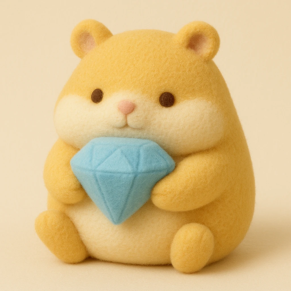 cute animal holding a diamond emoji
