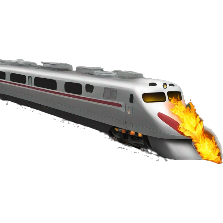 train traveling so fast that it's on fire emoji