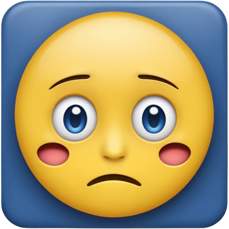round yellow emoji face Android and Apple Color Emoji hybrid, minimal, upper half shaded with dark blue, blank wide eyes, trembling frown, silent despair, colorful, emoji-like emoji