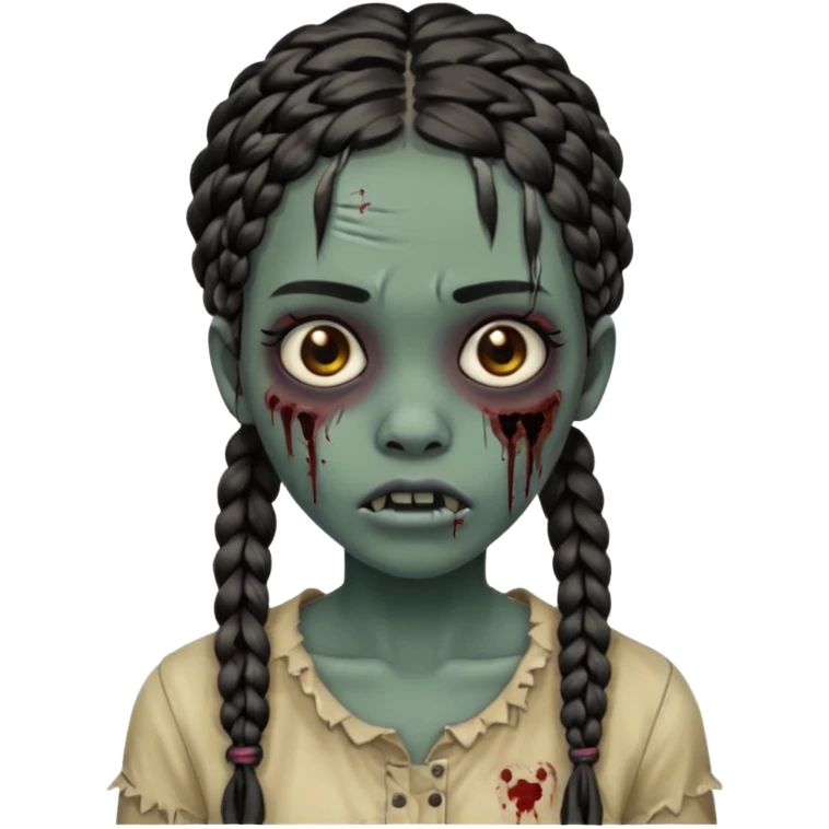 swag zombie girl black with braids emoji