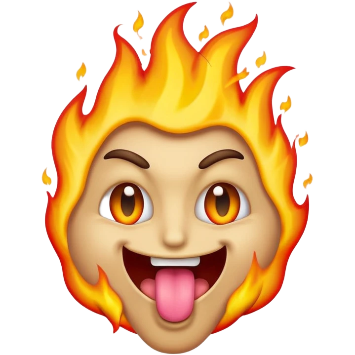 a samsung-style emoji of a basic face with dollar sign eyes sticking out a flaming tongue emoji